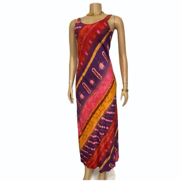 Vintage Hilo Hattie Original Maxi Dress Hawaiian l Orange Aloha Sunset S… - Picture 12 of 12